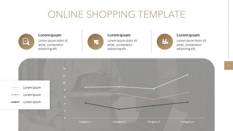 Online Shop data Slide with a line chart