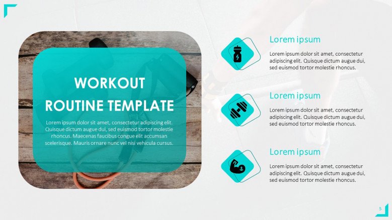 Workout Routine PowerPoint Template with fitness icons