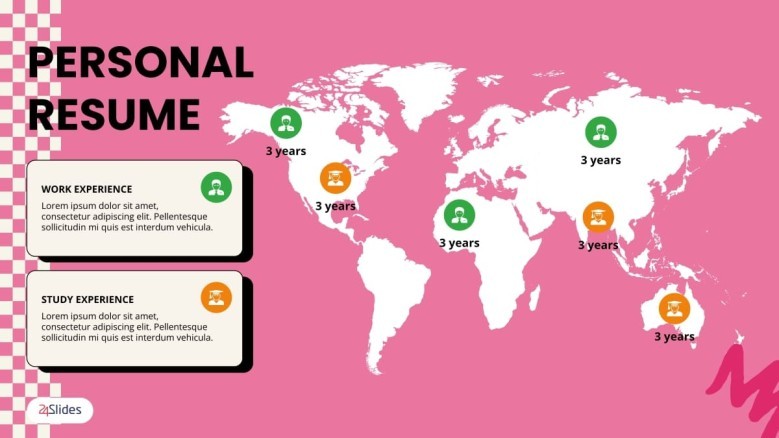 creative personal resume with world map