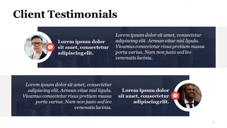 Modern Client Testimonial PowerPoint Slide