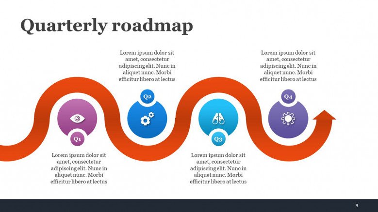 Creative Quarterly Roadmap PowerPoint Slide