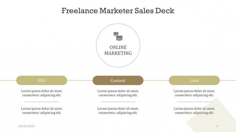 online marketing slide in three segments