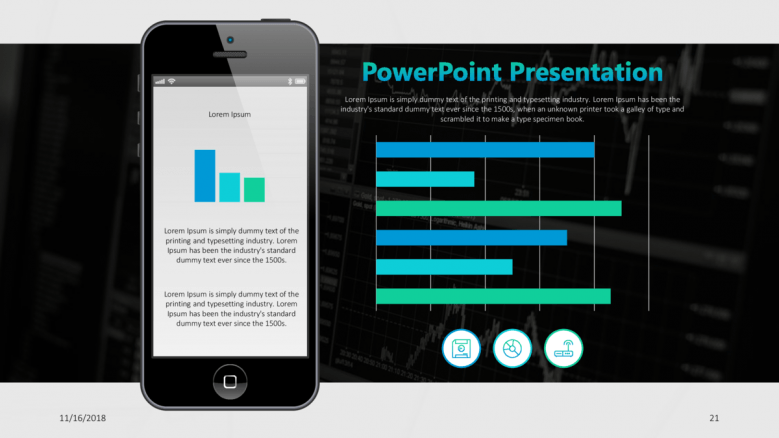 consulting presentation in mobile app with horizontal bar chart