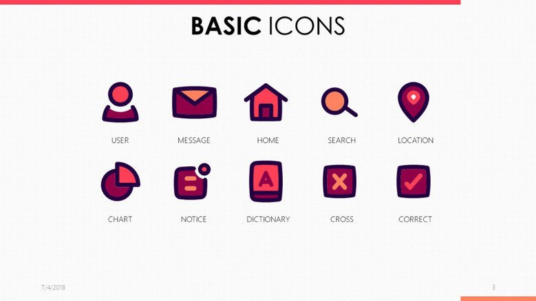 basic icons in purple and pink