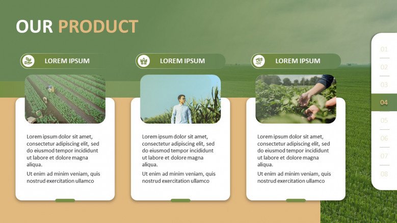 Three column slide for smart agriculture products with featured images