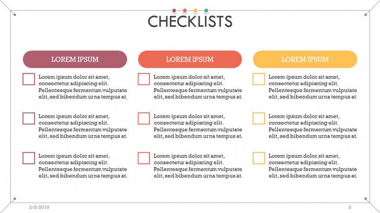checklist in three check boxes with description text