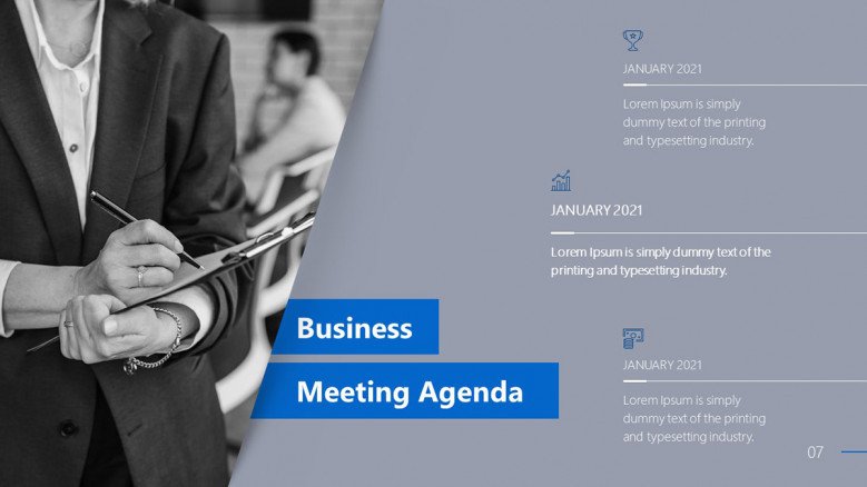 Business Meeting Agenda Slide