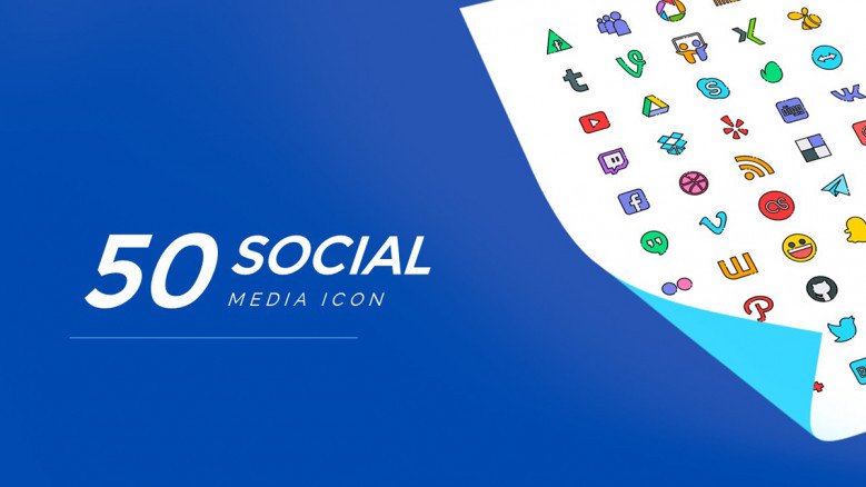 50 Social Media Logos Pack in blue theme