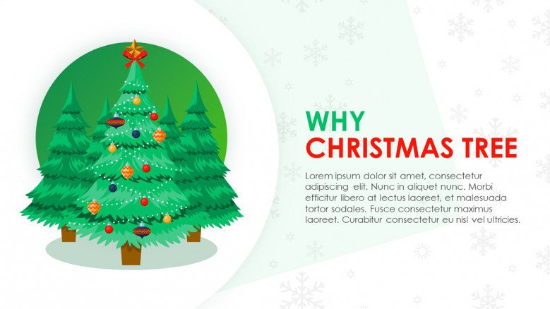 Playful Text Slide and festive Christmas tree image for a Christmas themed presentation