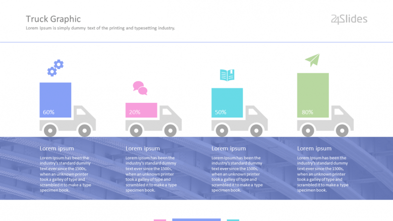 corporate product distribution process in illustrated trucks