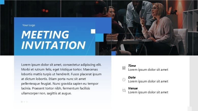 Blue Business Meeting Invitation Template