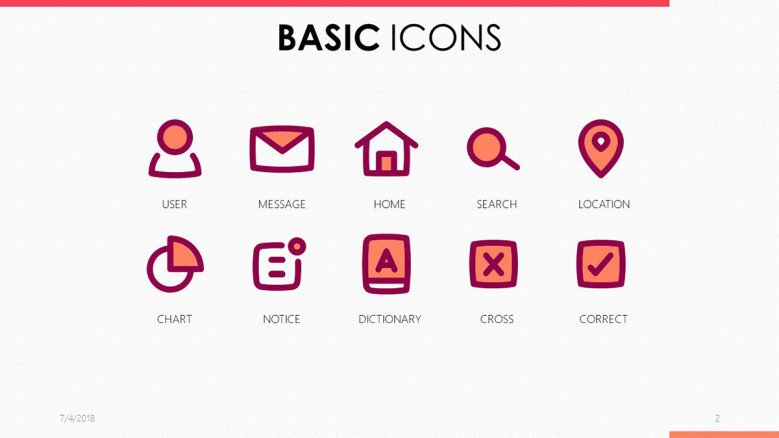 basic icons in pink and purple