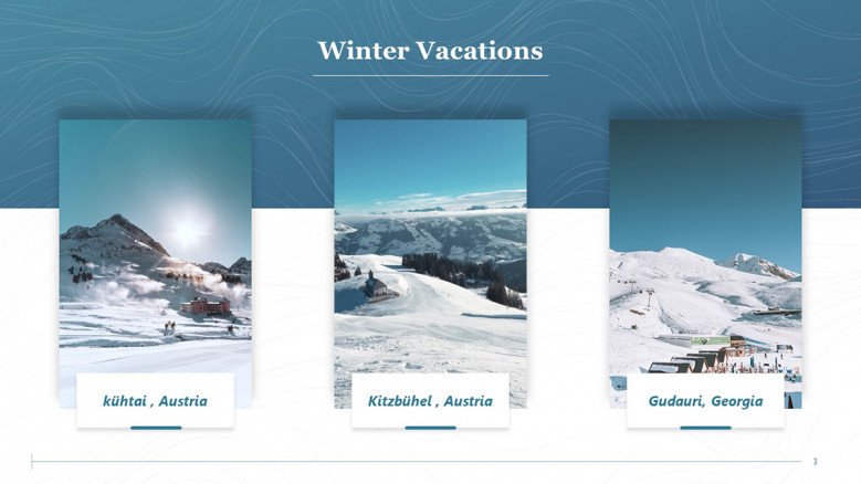 Winter Vacations Slide with three landscapes