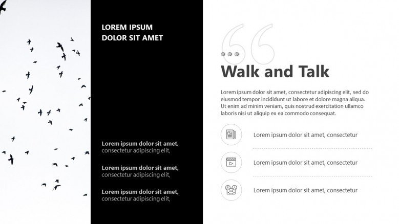 Creative Text Slide in black and white