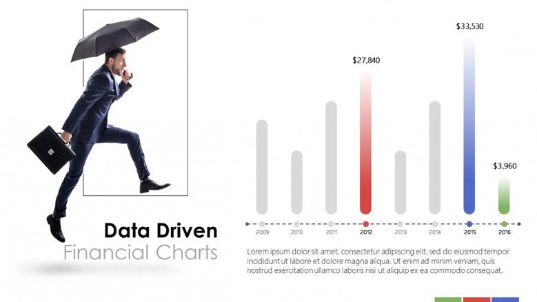 creative data driven financial vertical bar chart with picture