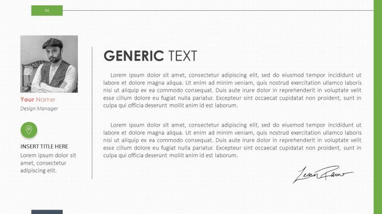 generic text profile overview slide with picture