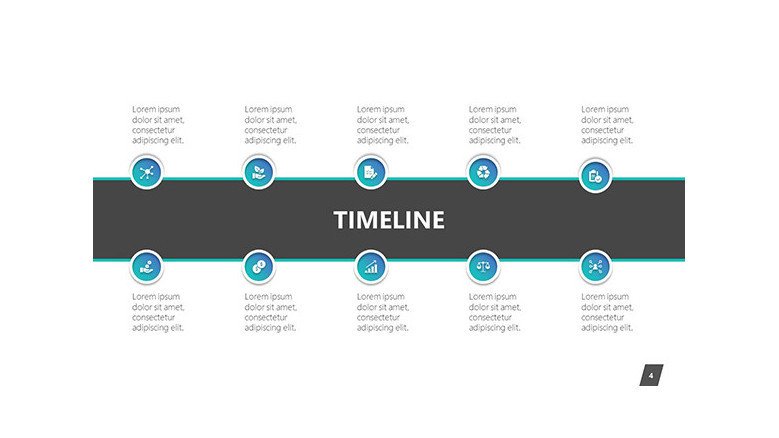 timeline slide in 10 key segments with comment boxes