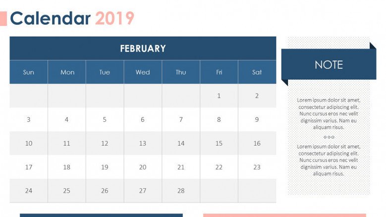 2019 calendar in February with description box