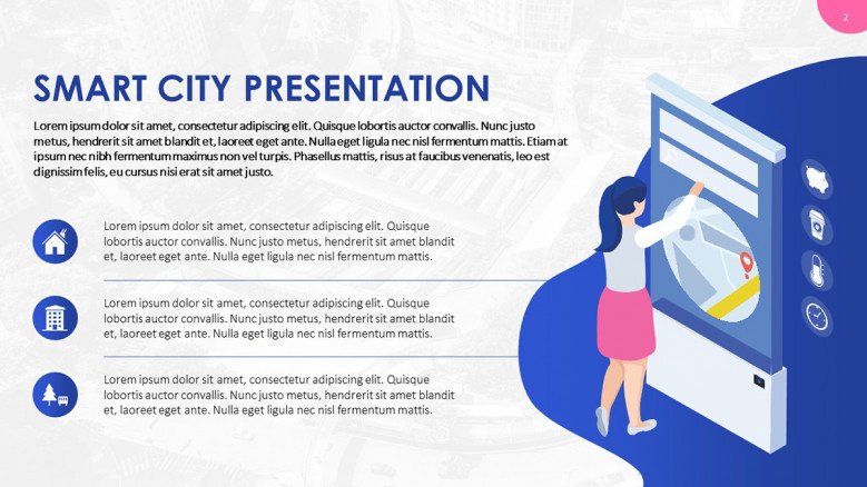 Illustrated slide for a smart city presentation