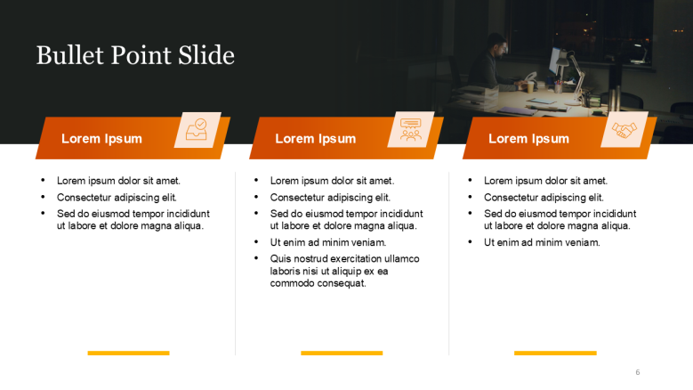 Corporate Three Column Text Slide PPT
