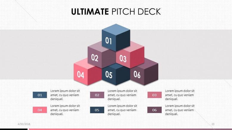 pitch deck in blocks chart with six key points