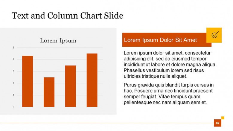 Text and Column Chart Slide PPT for consulting presentation