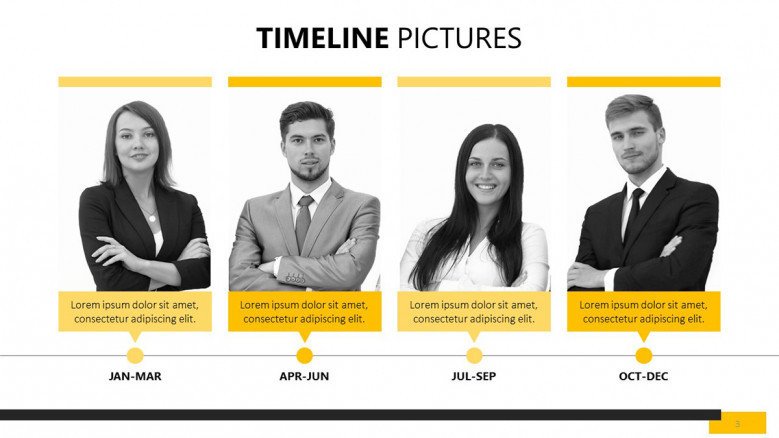 yearly timeline team profile with picture