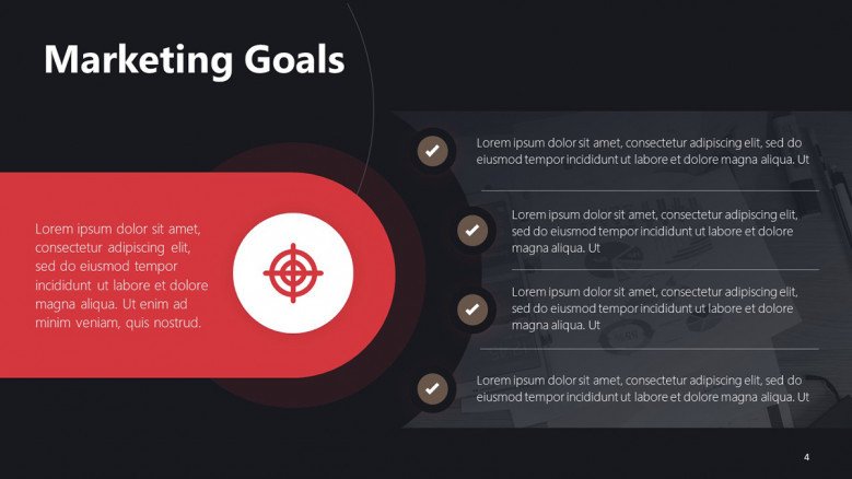 Dark-themed Marketing Goals PowerPoint Template