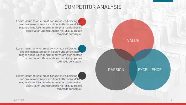 Competitor Analysis Venn Diagram in three colors