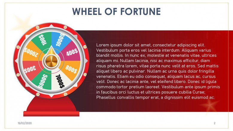Red Wheel of fortune text slide
