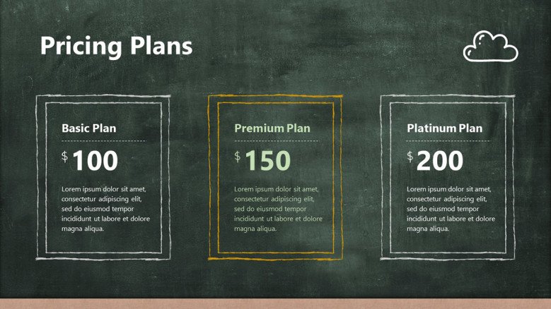 Pricing Plans Slide with three boxes