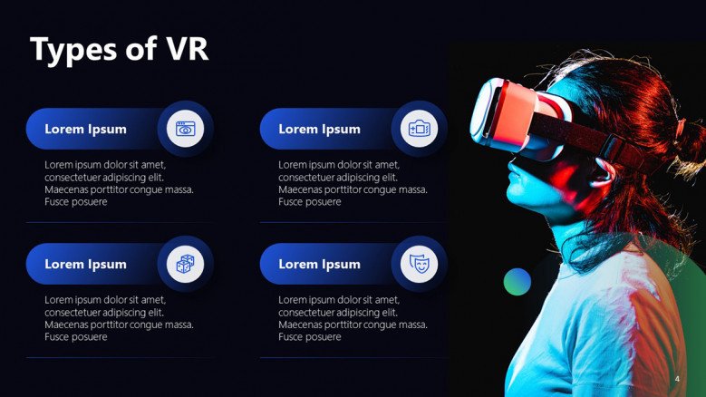 Types of VR Slide with four text boxes