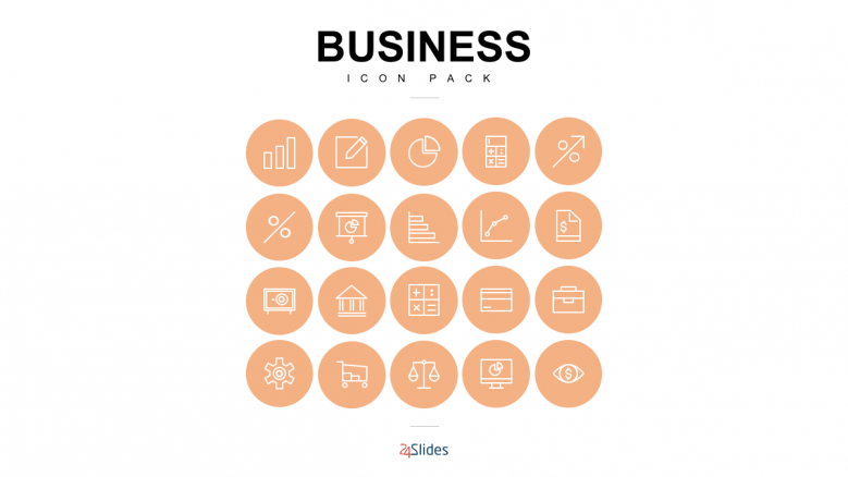 Presentation icons for business use with full icon background color