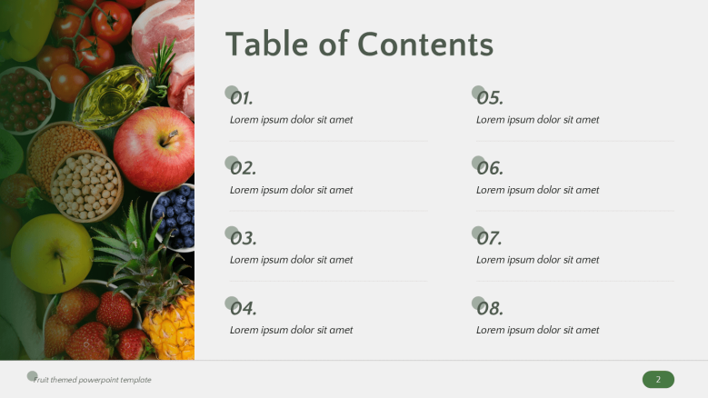 Fruit-themed Table of Contents Slide