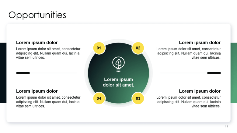 4-section UX Research Opportunities PowerPoint Slide