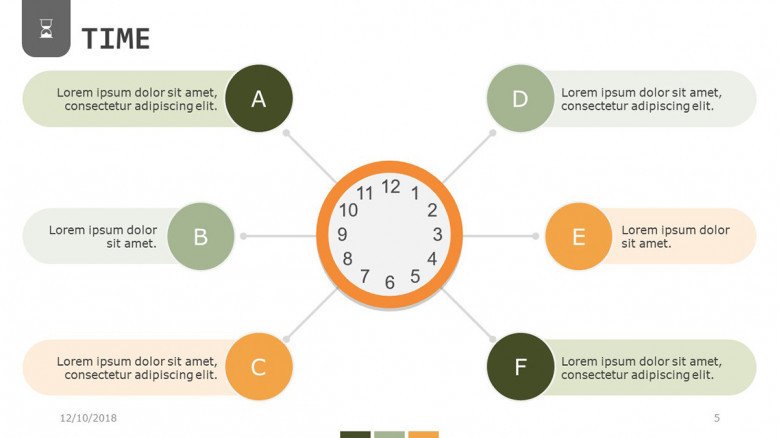 time presentation in process chart with six steps
