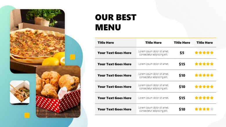 Food Menu for delivery