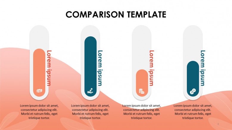 Four Colorful Comparison Bar charts with icons