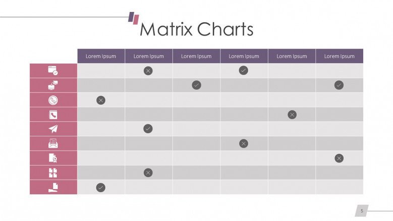 table-like matrix chart slide with icons