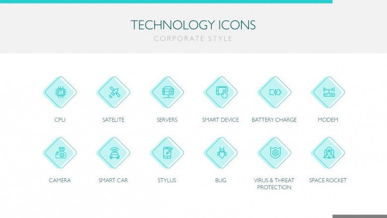 Technology icon template pack in corporate style
