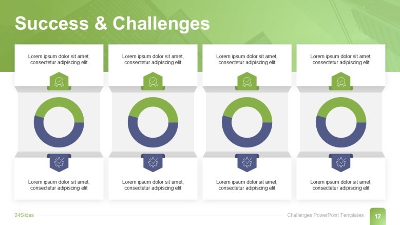 Success and Challenges Circle charts for comparison