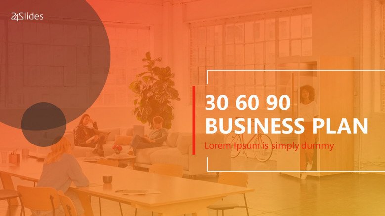 Orange Title Slide for a 30 60 90 Business Plan Presentation