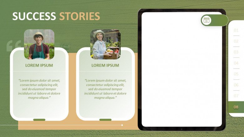 Agtech Customer Stories slide with embedded video