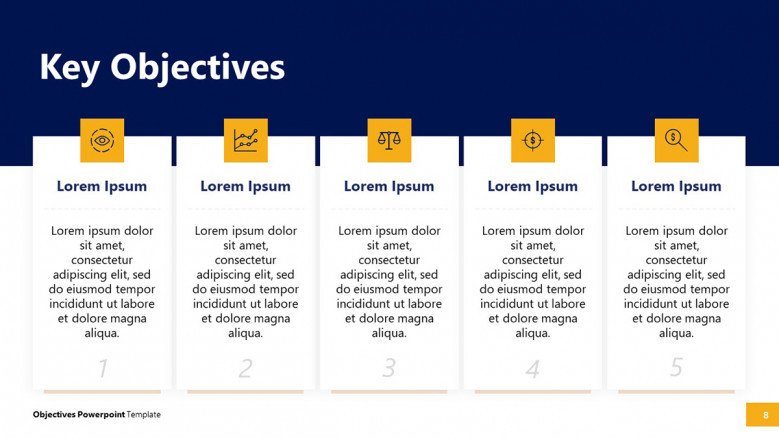 Annual Objectives PowerPoint Template in corporate style
