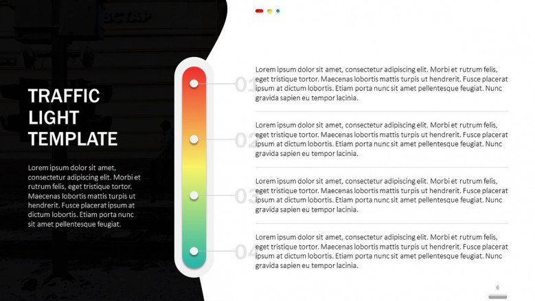 Creative color bar in red, green and yellow with text boxes