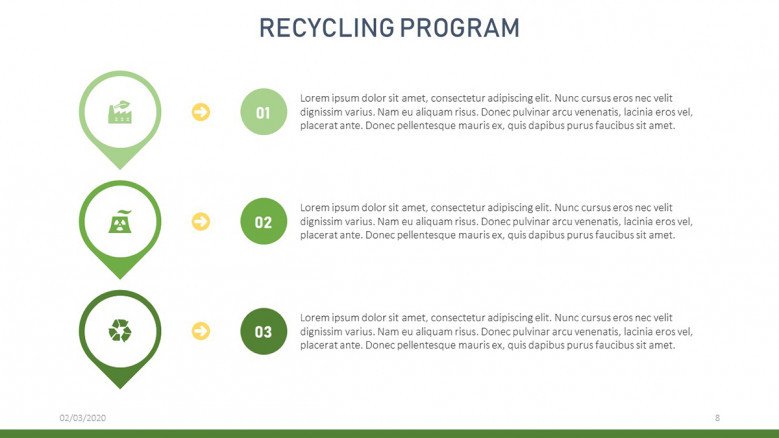 Text slide with recycling icons