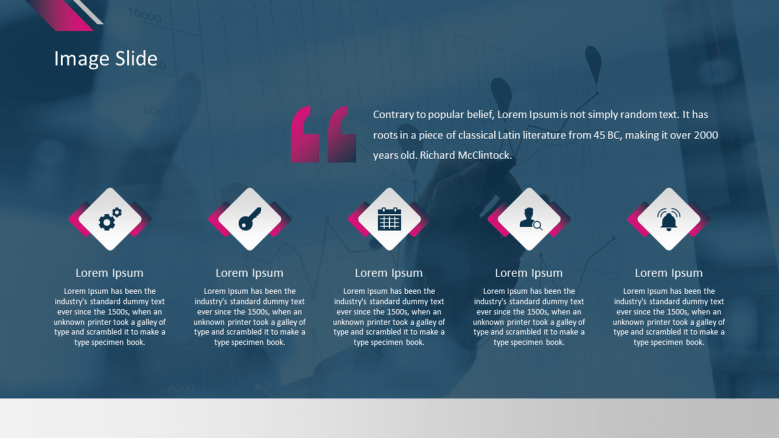corporate presentation in image slide with five icons