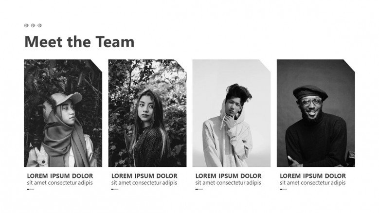Meet the team slide for an Storyboard Agency Presentation