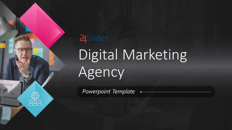 Dark-themed Digital Marketing Agency PowerPoint Template