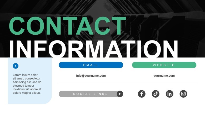 Contact Information Elevator Pitch Slide
